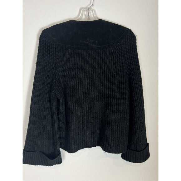 Suede Leather Knit Vintage Jacket Black Retro Y2K Western Cowgirl 90s Large Boho - Picture 2 of 6